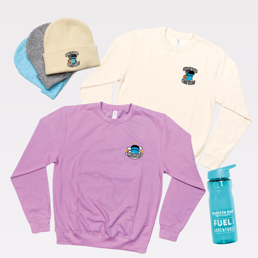 Beanies, Jumpers, Water Bottles