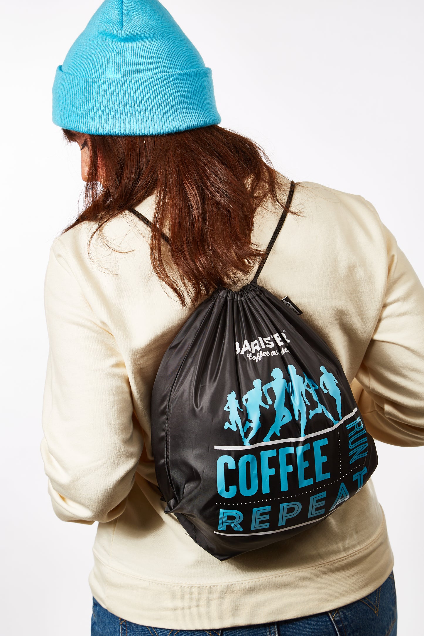 Coffee, Run, Repeat, Drawstring Sports Bag