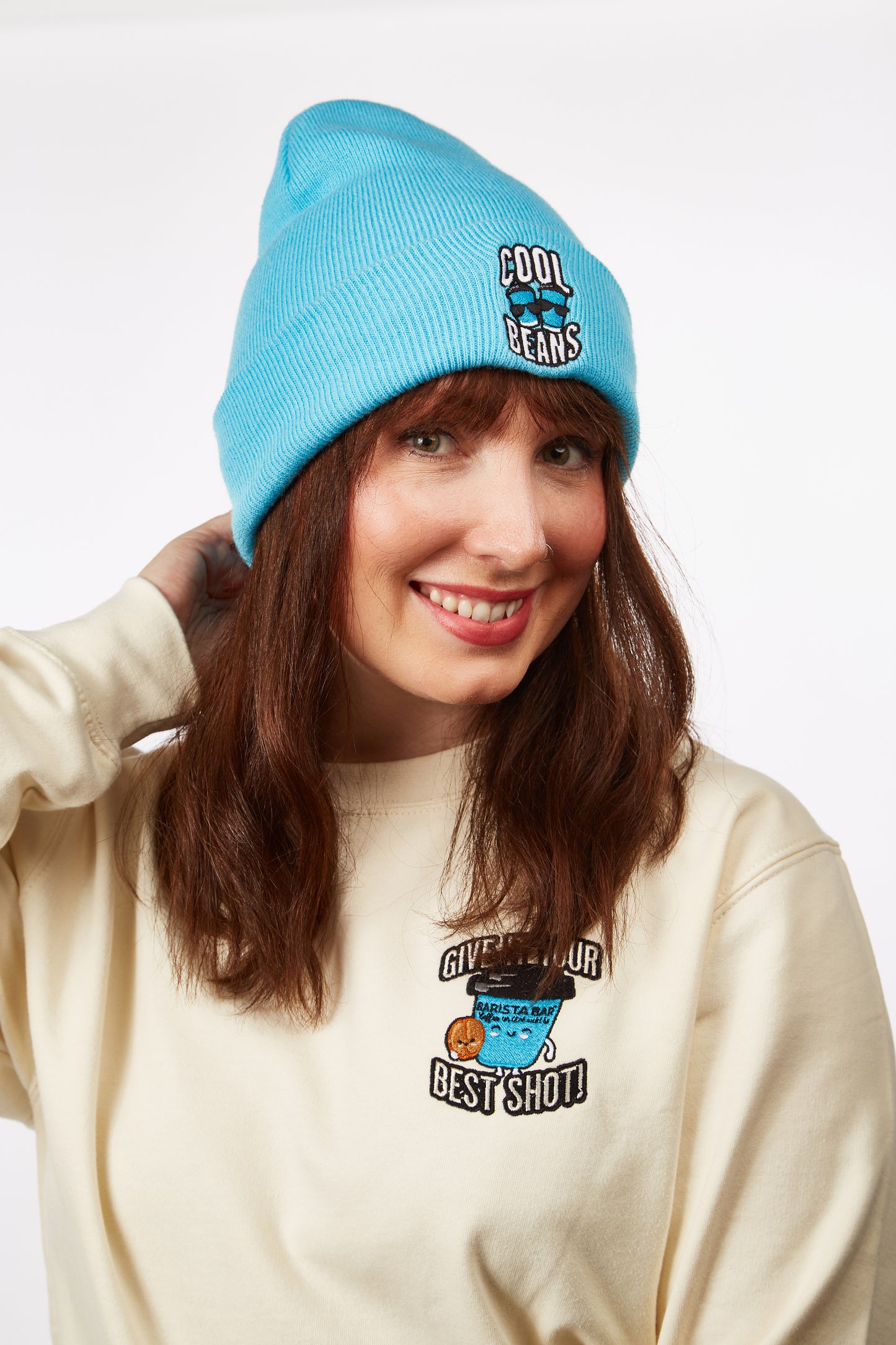 Cool Beans Beanie Hat - Barista Blue