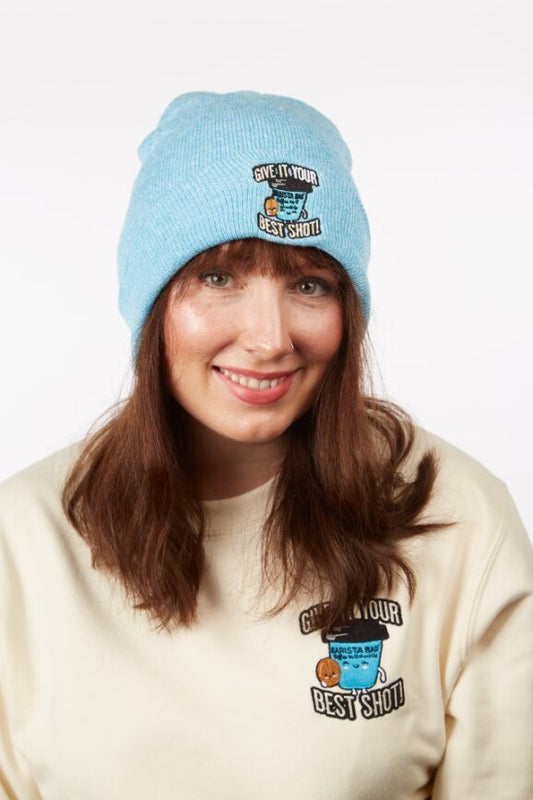 Give it your best shot Beanie Hat - Barista Blue