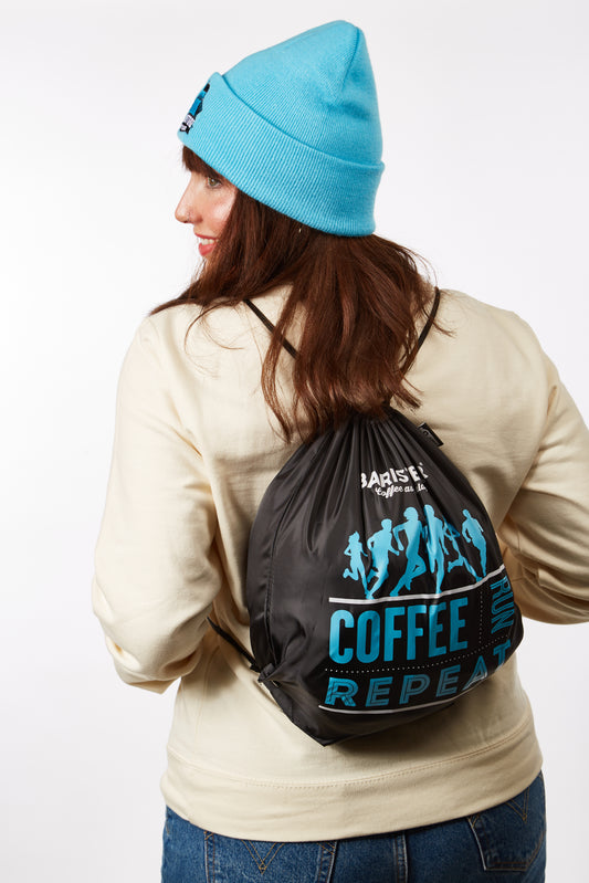 Coffee, Run, Repeat, Drawstring Sports Bag