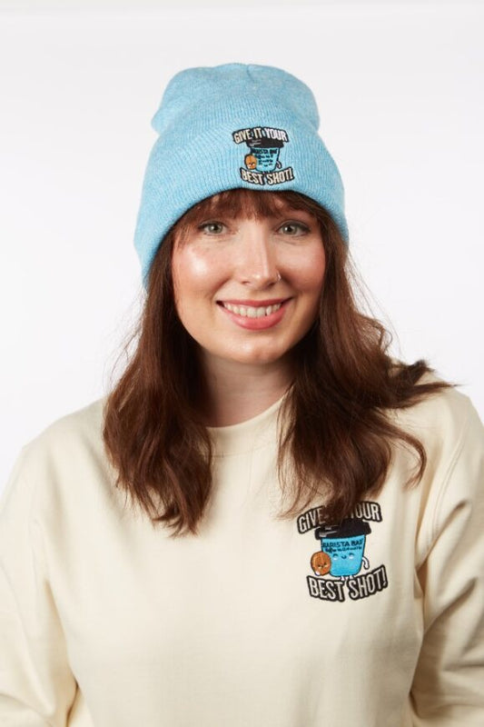 Give it your best shot Beanie Hat - Barista Blue